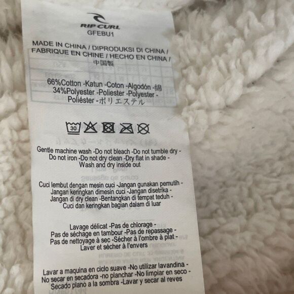 Rip Curl Penny‎ Longline Fleece Jacket Women's S Cream Casual Retro Warm - Picture 9 of 14